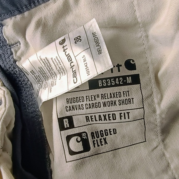 Carhartt Mens 39" Work Shorts Blue Khaki Loose Canvas Utility Carpenter (Tag 38) - Picture 6 of 6